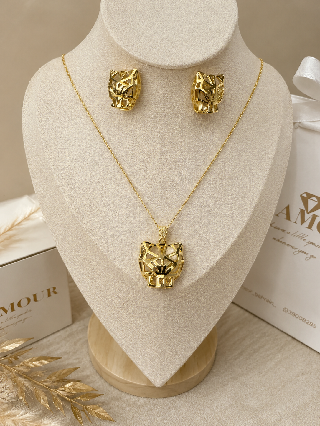 21K gold plated SET ( necklace and earrings)