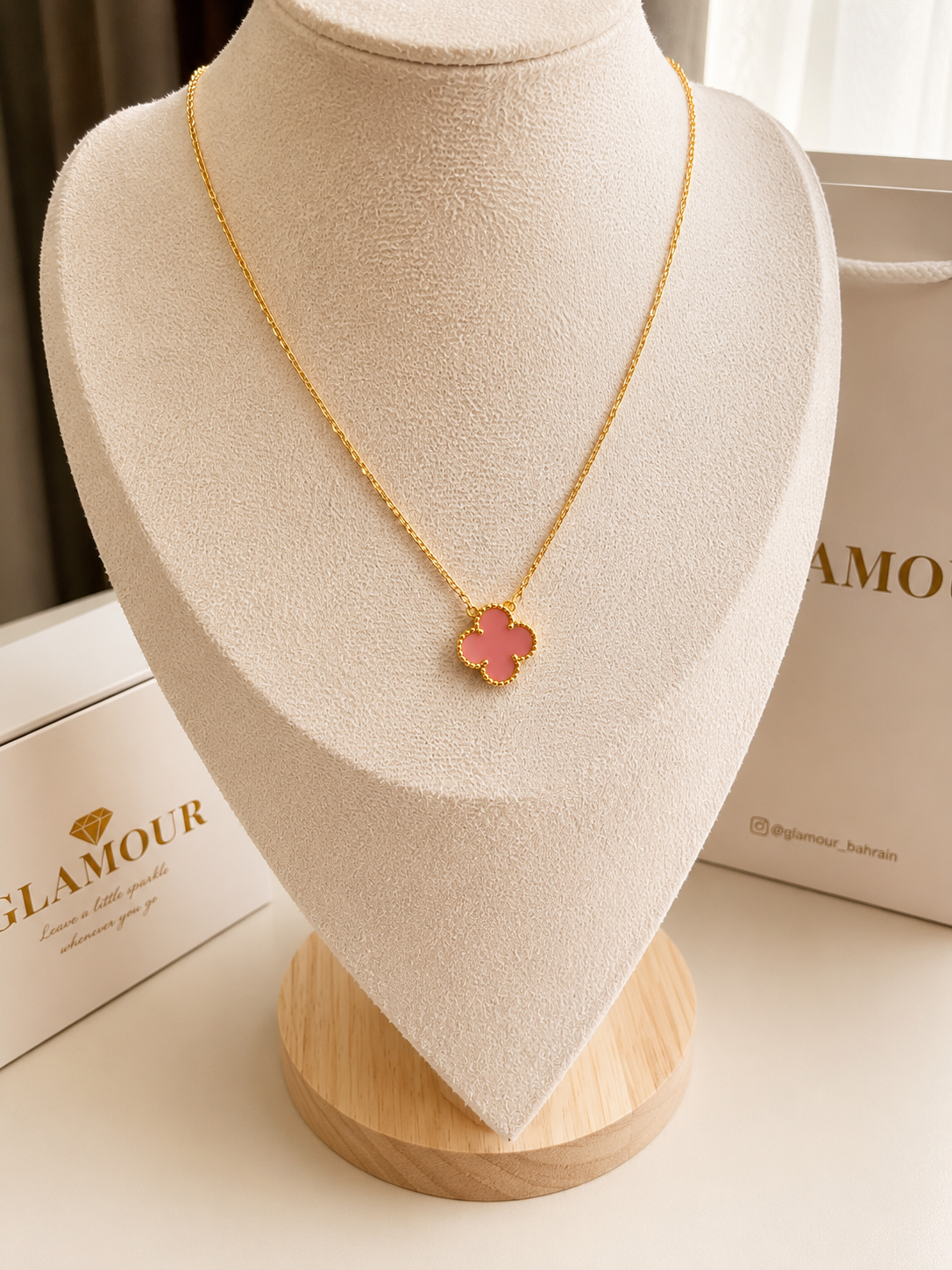 18K gold plated PINK color VAN CLEEF NECKLACE