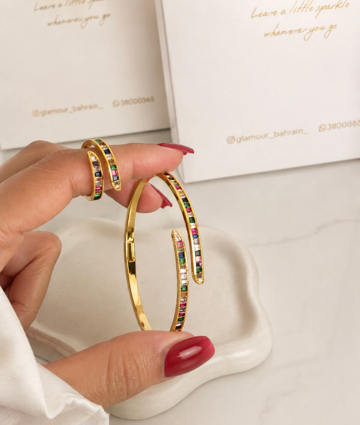 18k gold plated set ( bracelet and ring)