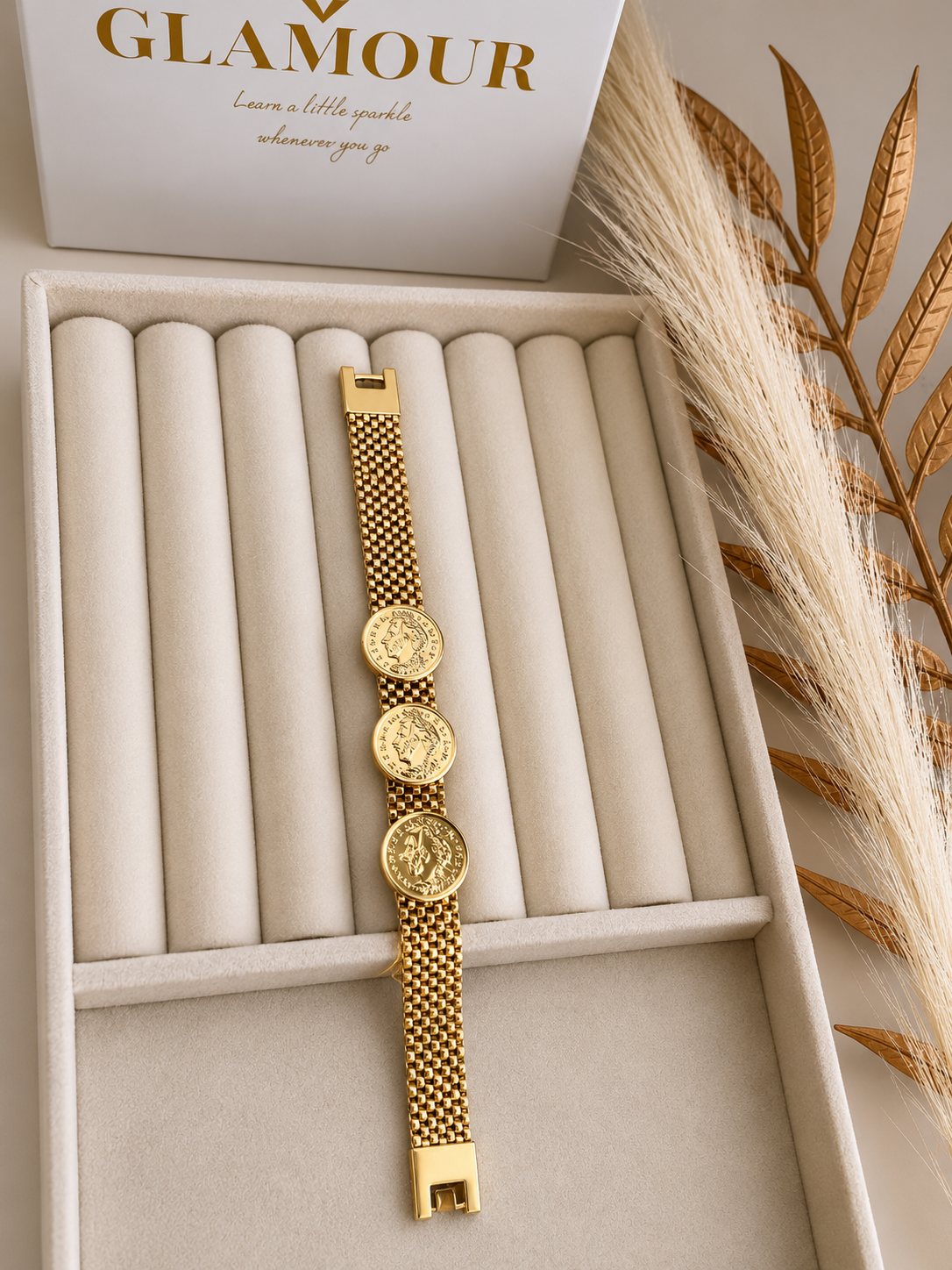 18K GOLD PLATED COIN BRACELET