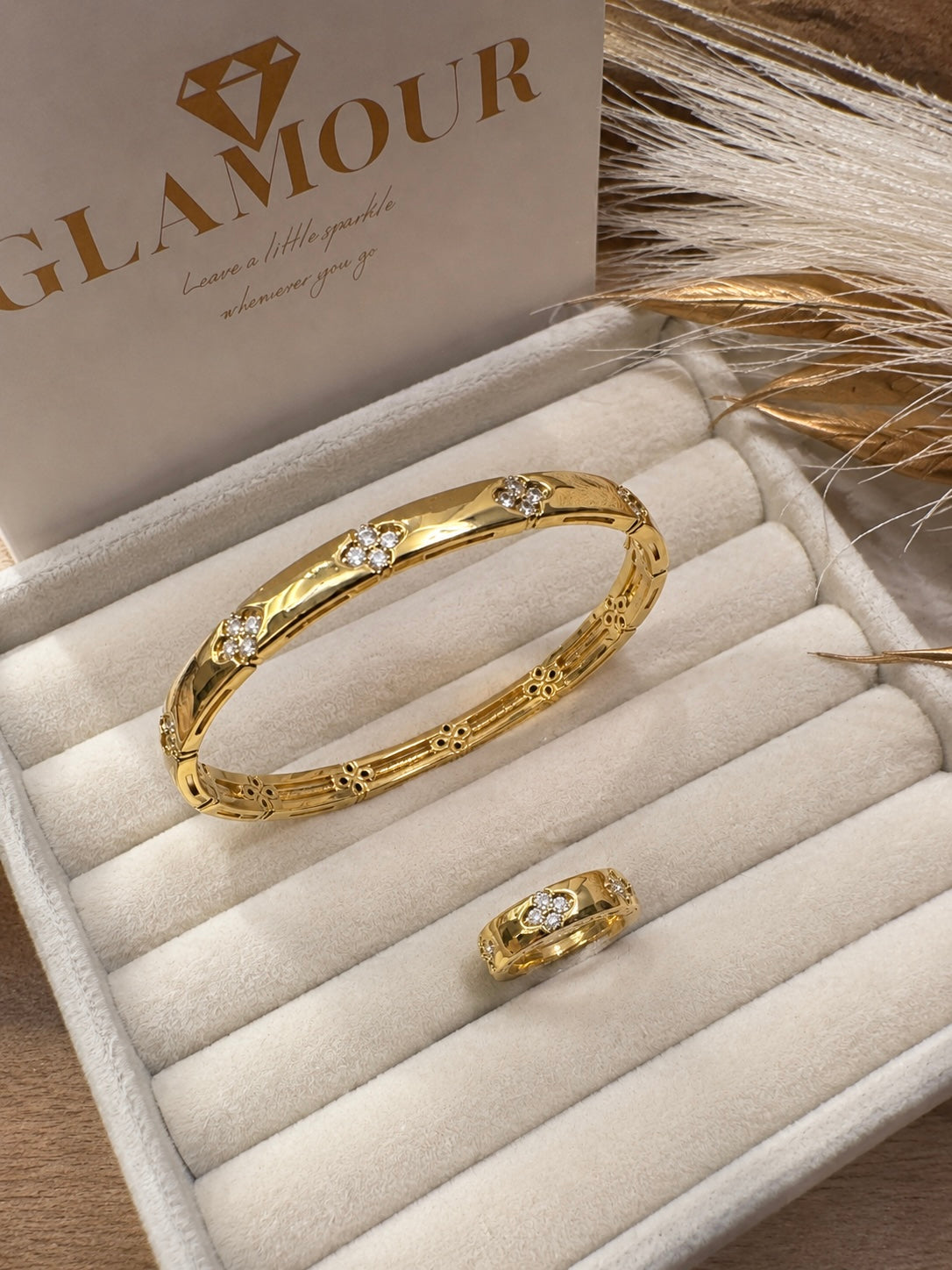 18 K GOLD PLATED ZIRCON FASHION SET