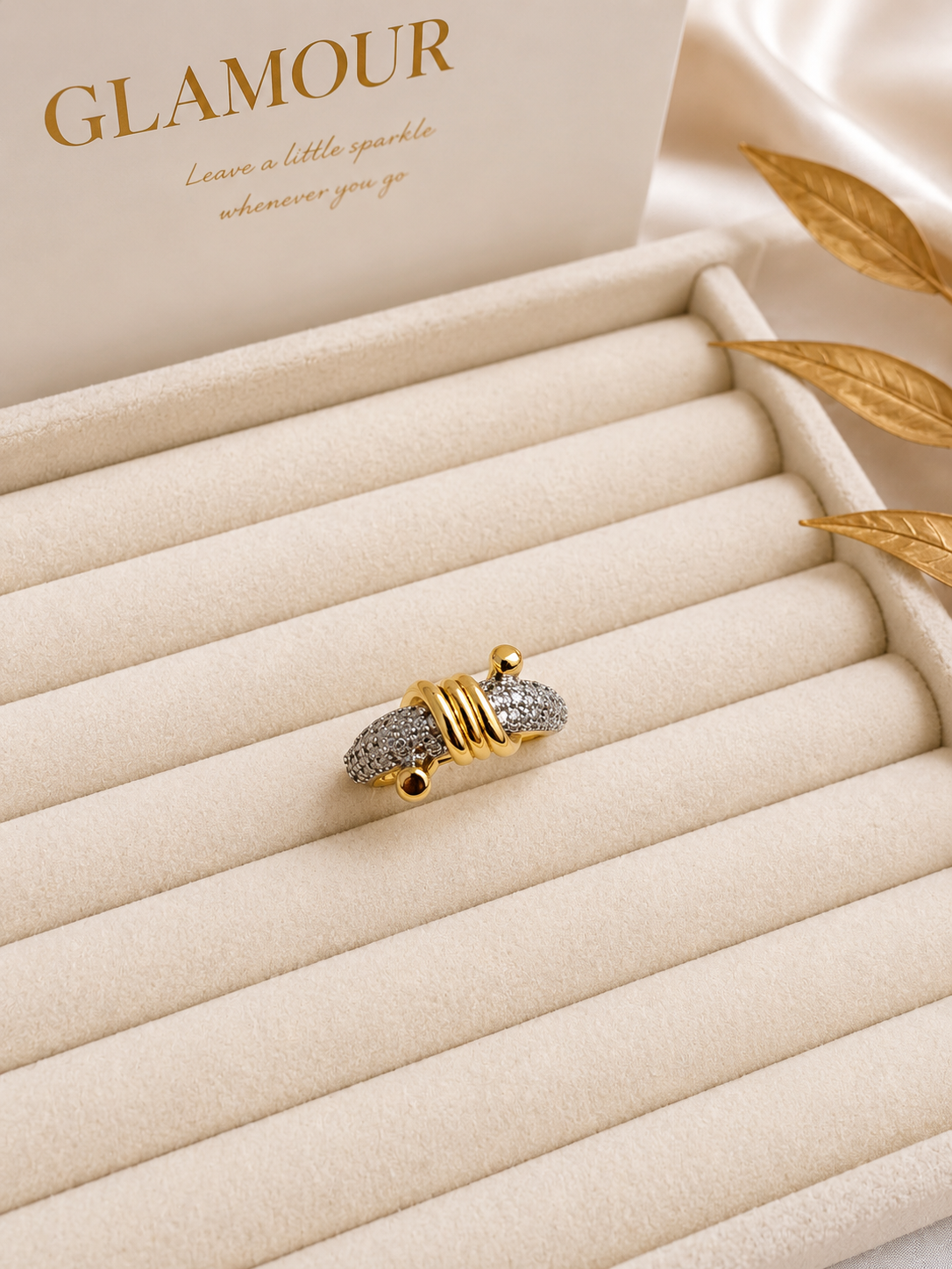 18K GOLD PLATED RING WITH ZIRCONS