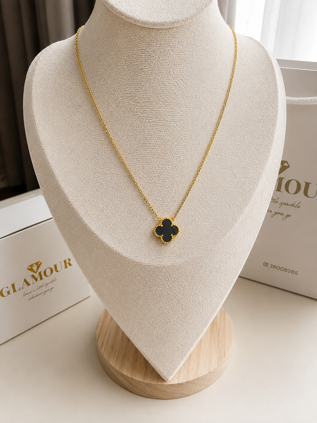 18K gold plated black color VAN CLEEF NECKLACE