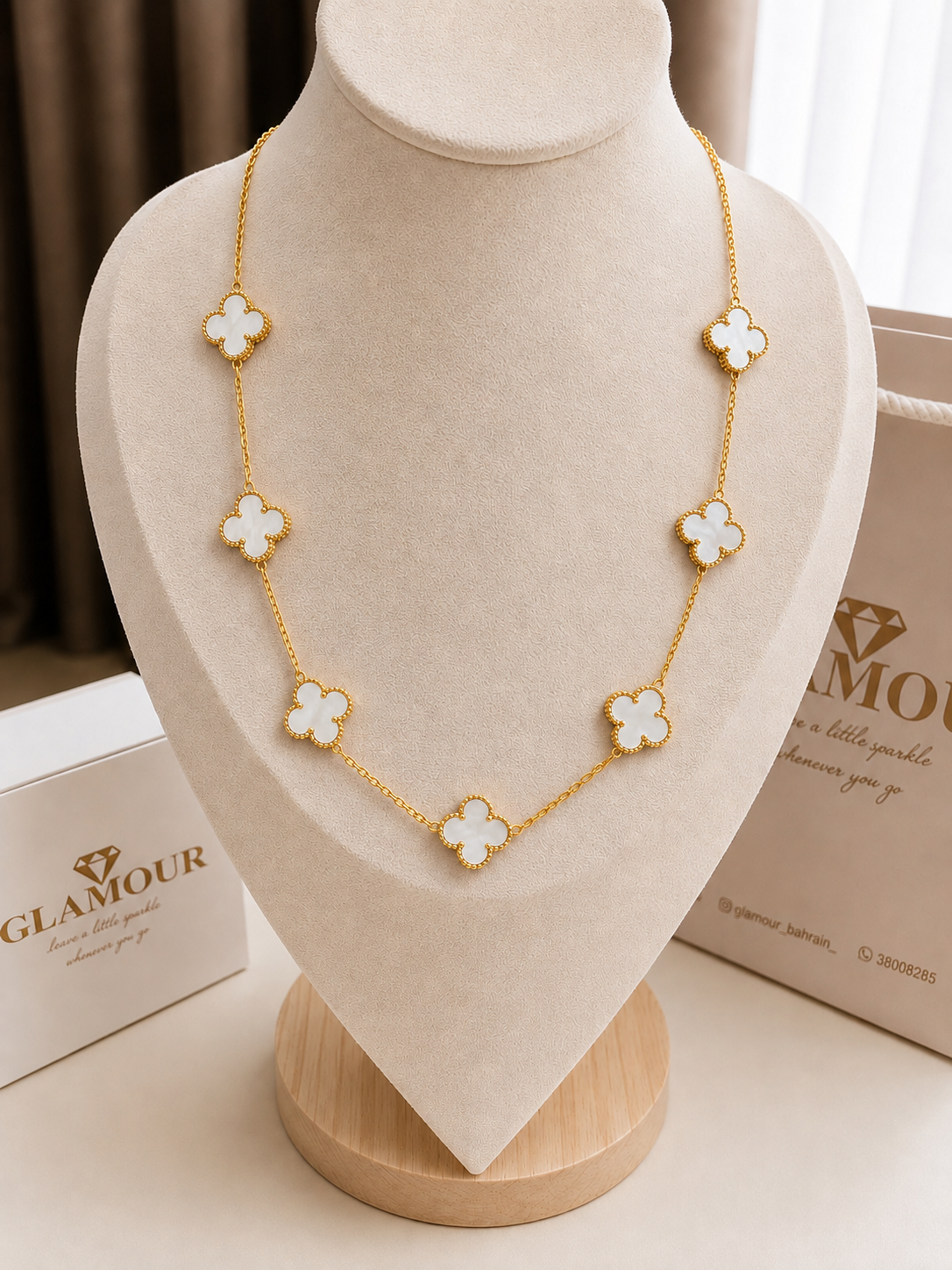 18K GOLD PLATED VAN CLEEF NECKLACE white COLOR