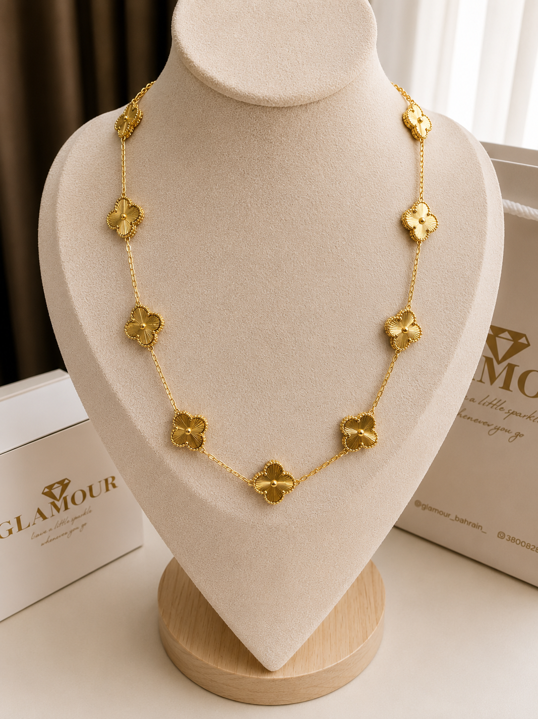 22K GOLD PLATED VAN CLEEF NECKLACE GOLD COLOR