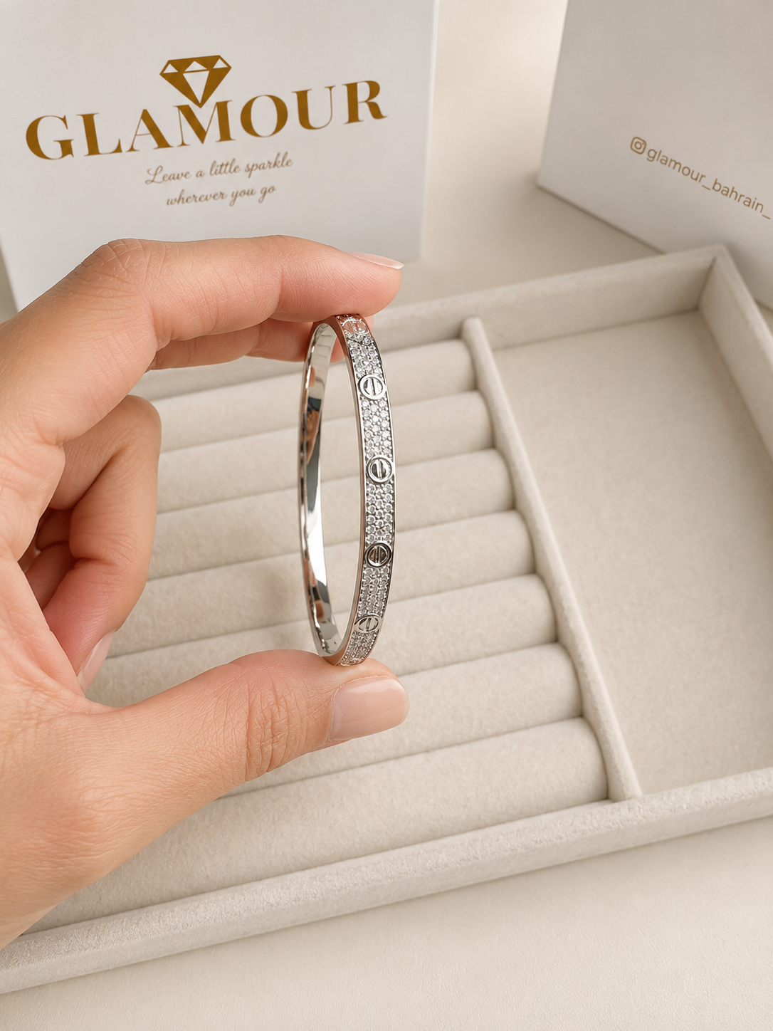Cartier love bracelet with zircons - silver color