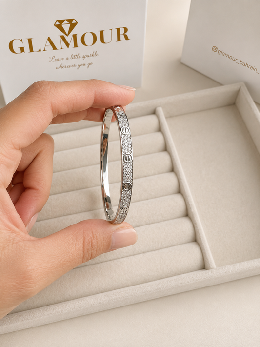 Cartier love bracelet with zircons - silver color
