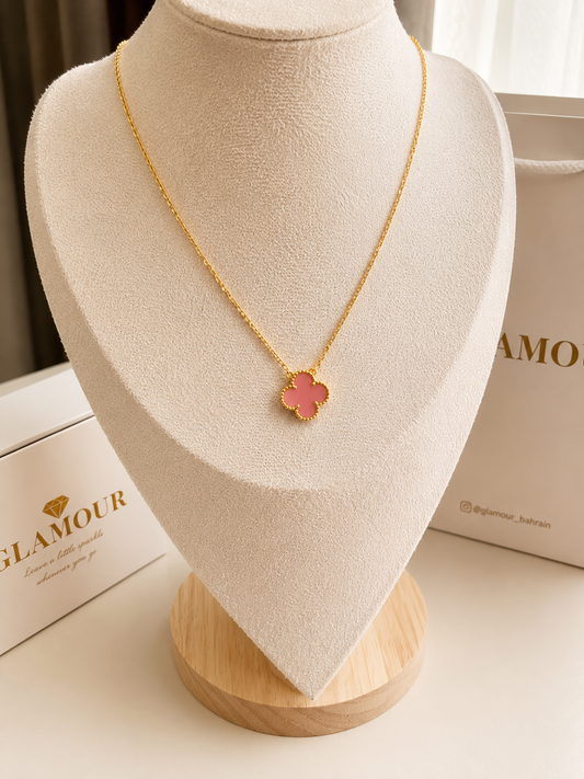 18K gold plated PINK color VAN CLEEF NECKLACE