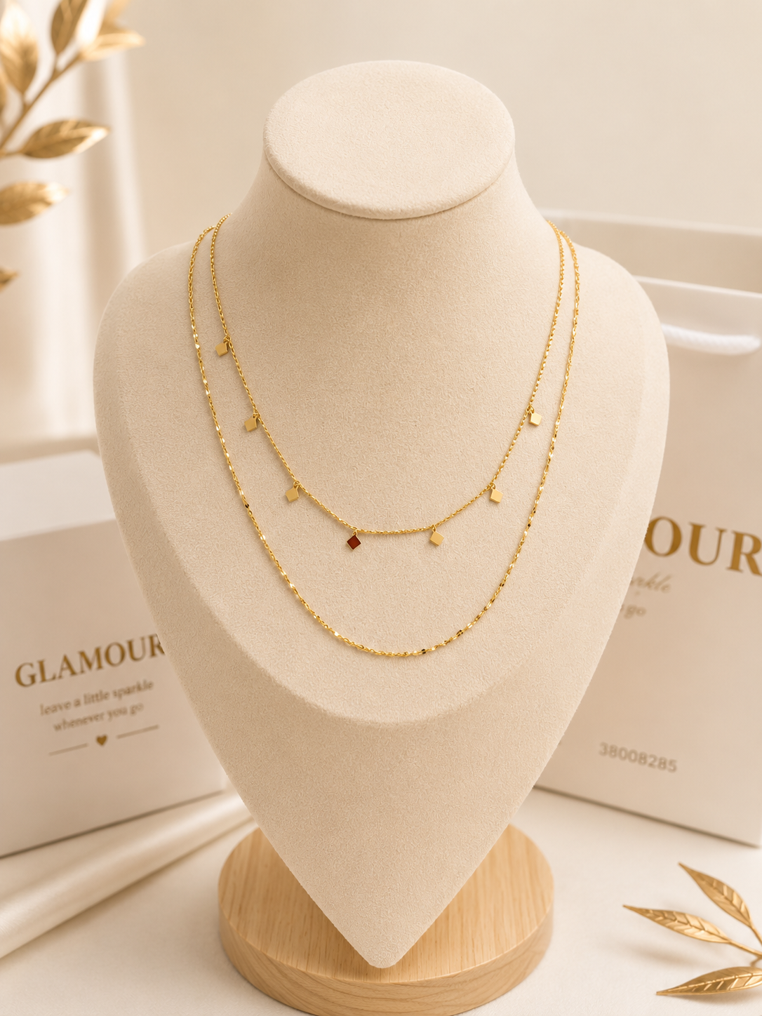 18K GOLD PLATED DOUBLE LAYERS NECKLACE