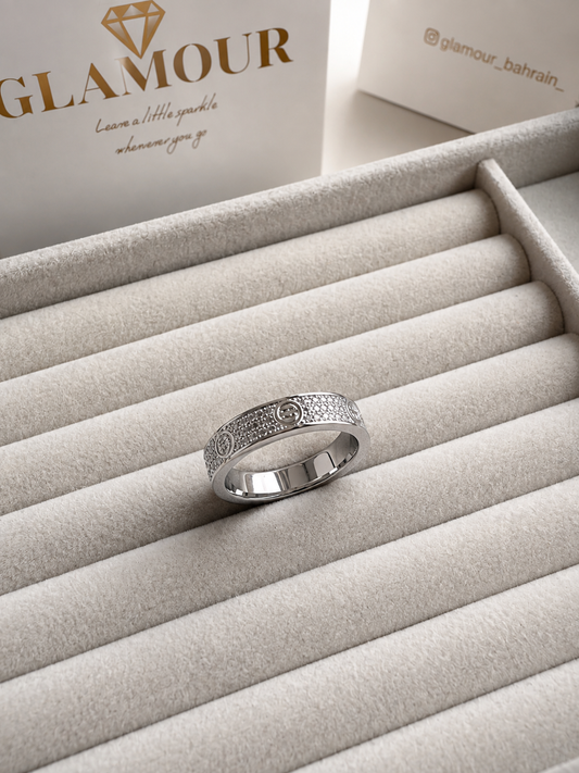 cartier love ring with zircons - silver color