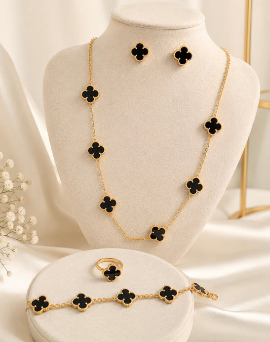 BLACK VAN CLEEF SET (NECKLACE-BRACELET-RING-EARRINGS)