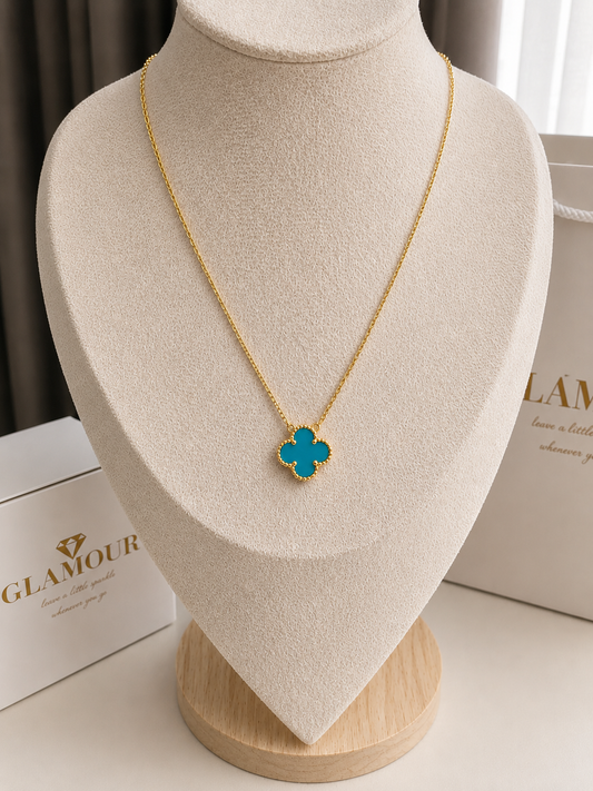18K gold plated BLUE color VAN CLEEF NECKLACE
