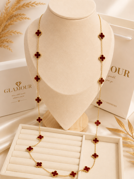 MAROON COLOR- VAN CLEEF NECKLACE