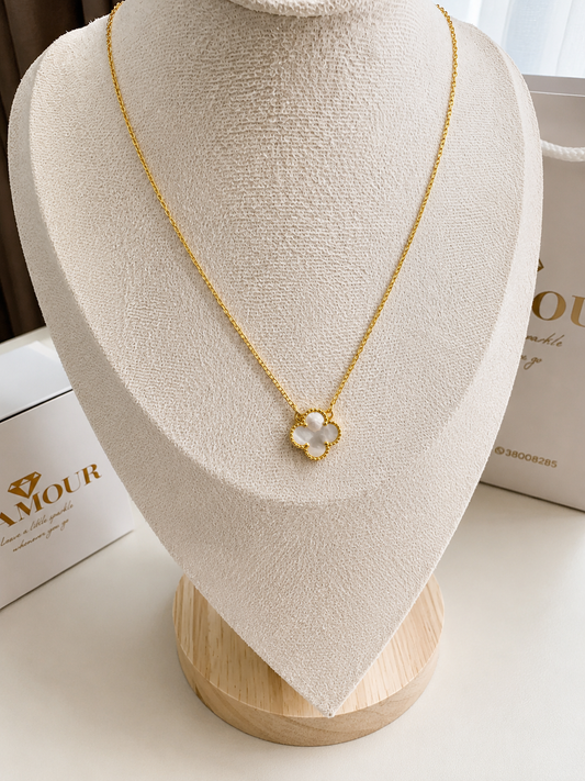 18K gold plated WHITE color VAN CLEEF NECKLACE