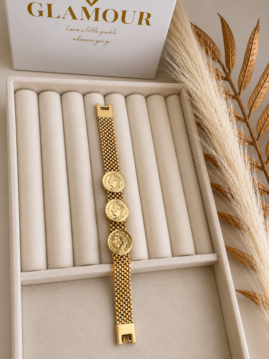 18K GOLD PLATED COIN BRACELET
