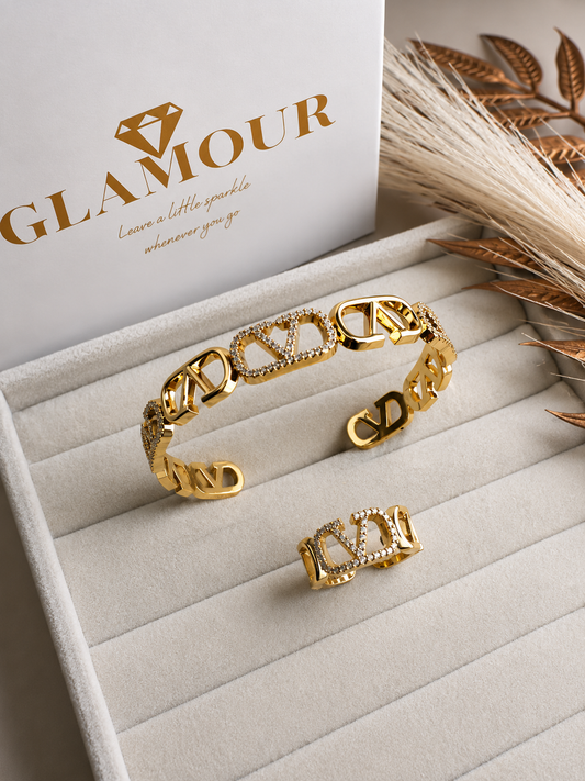 18K GOLD PLATED VALENTINO SET GOLD COLOR