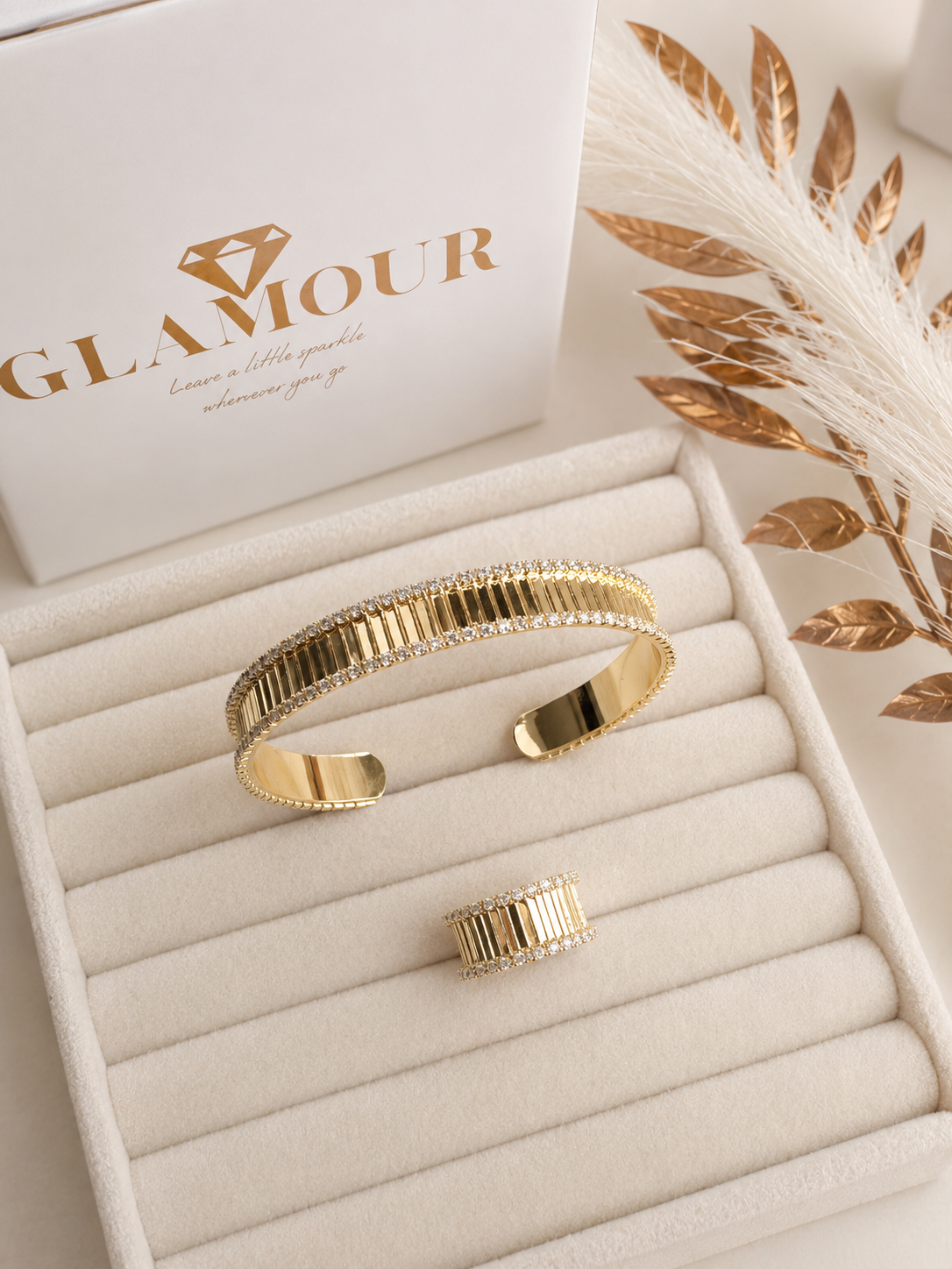18 K GOLD PLATED ZIRCON FASHION SET