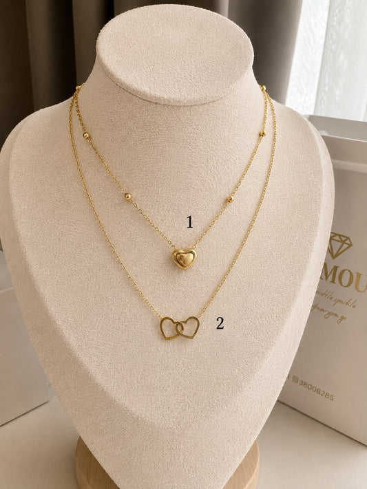 18K GOLD PLATED STAINLESS STEEL HEART SHAPE NECKLACE