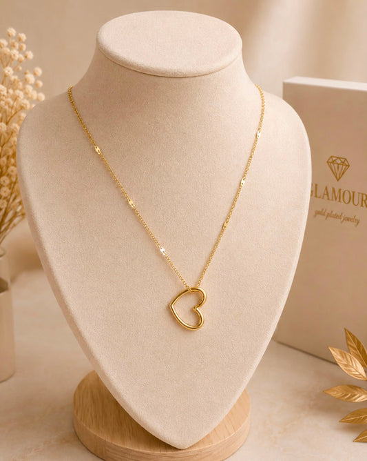 18K GOLD PLATED STAINLESS STEEL HEART SHAPE NECKLACE
