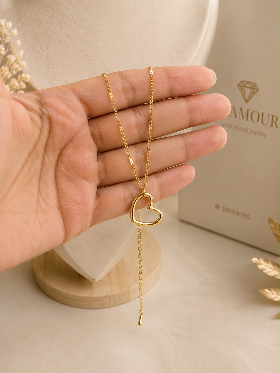 18K GOLD PLATED STAINLESS STEEL HEART SHAPE NECKLACE